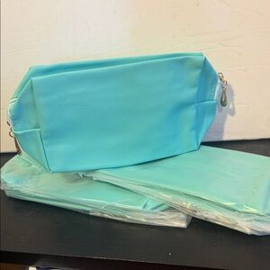 3 Pack Aqua Travel Cosmetic Pouch - Lightweight Women's Makeup Bag